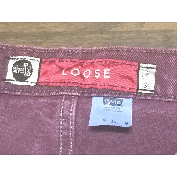 Levi's Silvertab Jeans Junior 9 M Purple 1997 Vintage Loose Denim USA (30x30.5) - Picture 5 of 7